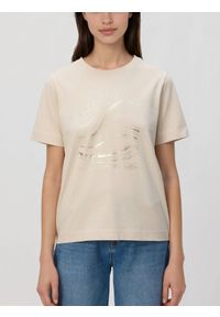 Reserved - T-shirt z nadrukiem - beżowy. Kolor: beżowy. Materiał: bawełna. Wzór: nadruk #1