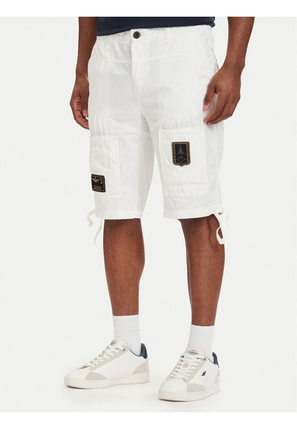 Aeronautica Militare Szorty materiałowe 261BE0041UCT01122 Biały Regular Fit. Kolor: biały. Materiał: bawełna