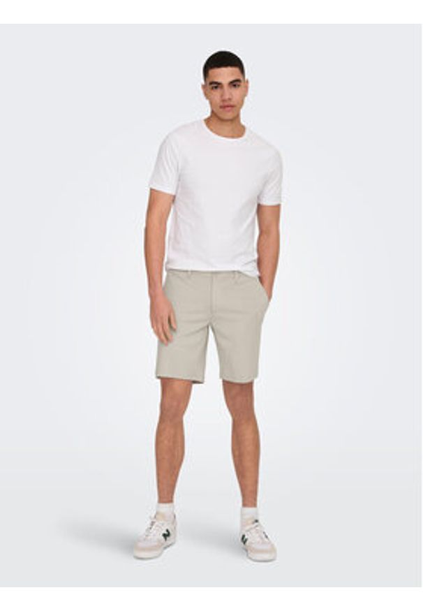 Only & Sons Szorty materiałowe Mark 22018667 Écru Regular Fit. Materiał: syntetyk