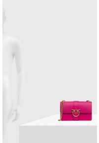 Pinko torebka skórzana kolor różowy. Kolor: różowy. Materiał: skórzane #8
