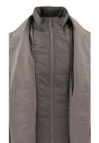 Krótki, Męski Płaszcz Przejściowy z Wysokim Kołnierzem - Brave Soul - Taupe. Kolor: wielokolorowy, beżowy, brązowy. Materiał: poliester. Długość: krótkie. Sezon: wiosna, jesień #6