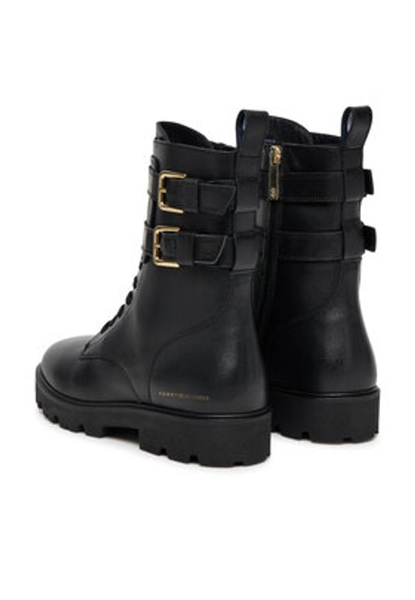 TOMMY HILFIGER - Tommy Hilfiger Trzewiki Biker Laceup FW0FW08986 Czarny. Kolor: czarny. Materiał: skóra