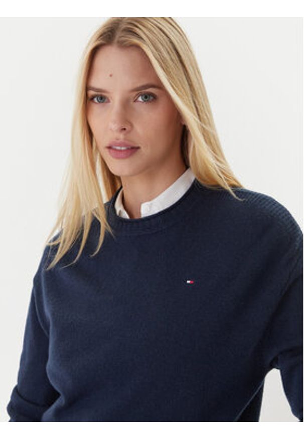 TOMMY HILFIGER - Tommy Hilfiger Sweter WW0WW46438 Granatowy Regular Fit. Kolor: niebieski. Materiał: wełna