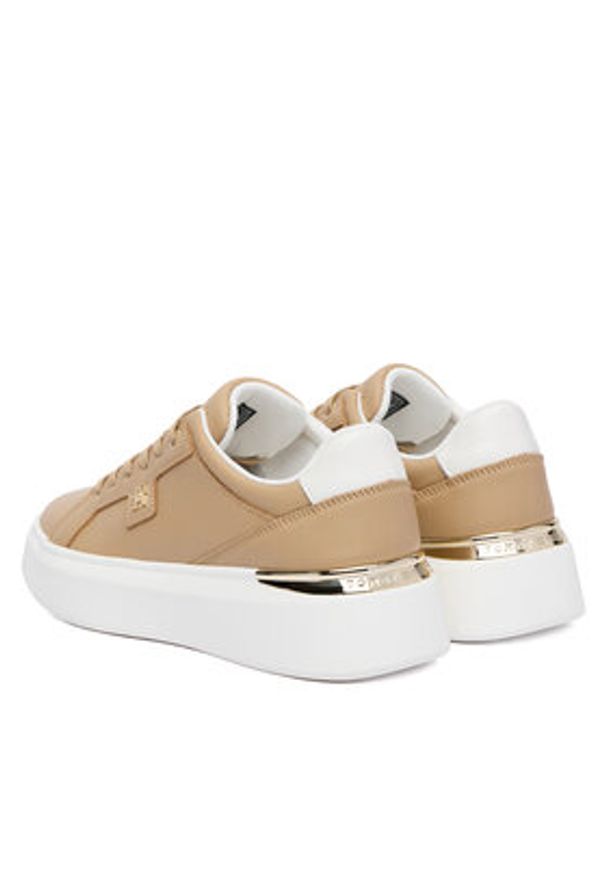 TOMMY HILFIGER - Tommy Hilfiger Sneakersy Th Chic Platform FW0FW09396 Brązowy. Kolor: brązowy. Materiał: skóra. Obcas: na platformie