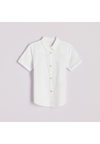 Reserved - Koszula z lnem - Biały. Kolor: biały. Materiał: len