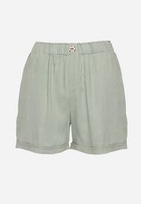 Born2be - Zielone Klasyczne Szorty z Lnem z Gumką w Talii i Kieszeniami Filarenea. Okazja: na co dzień. Kolor: zielony. Materiał: len. Długość: krótkie. Styl: klasyczny #3