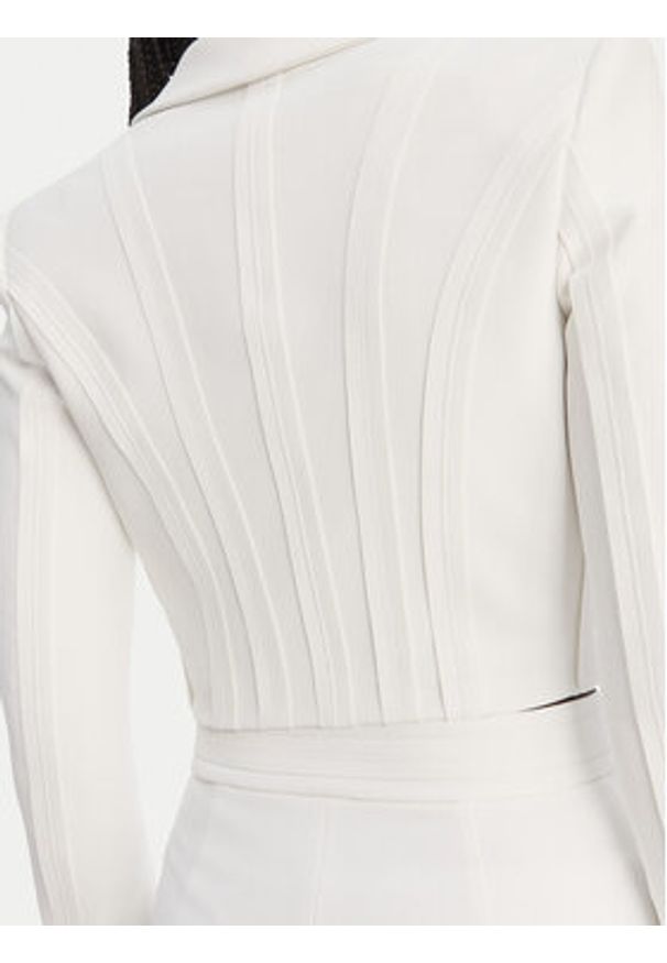 Elisabetta Franchi Marynarka GI-222-61E2-V420 Biały Regular Fit. Kolor: biały. Materiał: syntetyk
