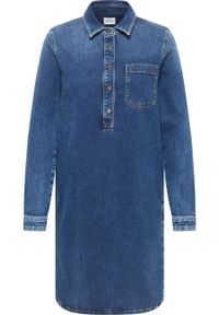 Damska Sukienka Mini Mustang Style Aloha Henley Dress Denim Blue 1015584 5000 701. Typ kołnierza: typu henley. Materiał: denim. Długość: mini #7