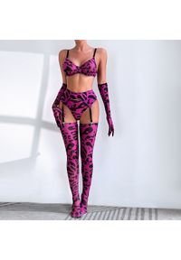 Intica - Komplet bielizny z pończochami na specjalne okazje Veronie. Kolor: wielokolorowy. Materiał: materiał, skóra #4