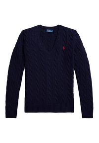 Polo Ralph Lauren Sweter 211971866003 Granatowy Slim Fit. Typ kołnierza: polo. Kolor: niebieski. Materiał: wełna #4