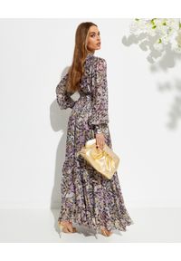 ROCOCO SAND - Sukienka maxi z paskiem w talii. Kolor: wielokolorowy, fioletowy, różowy. Długość rękawa: długi rękaw. Wzór: nadruk, aplikacja. Typ sukienki: rozkloszowane, koszulowe. Długość: maxi