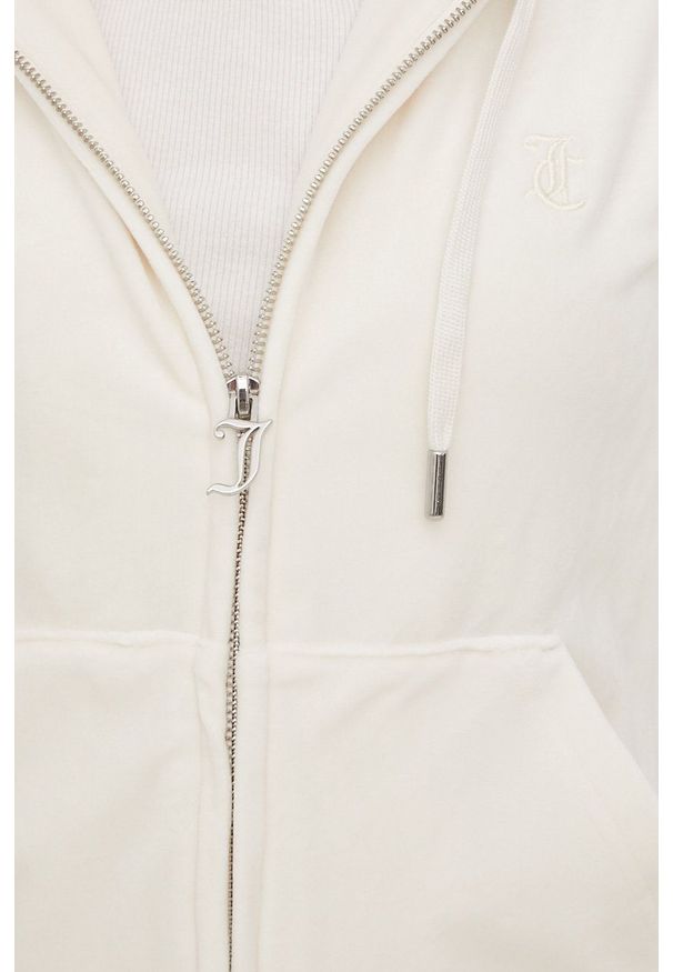 Juicy Couture bluza damska kolor beżowy z kapturem gładka. Okazja: na co dzień. Typ kołnierza: kaptur. Kolor: beżowy. Materiał: dzianina. Wzór: gładki. Styl: casual