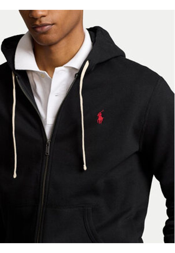 Polo Ralph Lauren Bluza Fleece 710813297001 Czarny Regular Fit. Typ kołnierza: polo. Kolor: czarny. Materiał: syntetyk, bawełna
