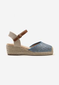 Born2be - Niebieskie Sandały na Plecionym Koturnie w Stylu Espadryli Sunaia. Kolor: niebieski. Sezon: lato. Obcas: na koturnie. Styl: elegancki #2