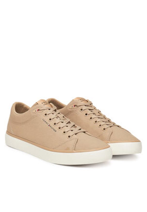 TOMMY HILFIGER - Tommy Hilfiger Sneakersy Th Hi Vulc Low Core Canvas FM0FM05396 Beżowy. Kolor: beżowy. Materiał: materiał
