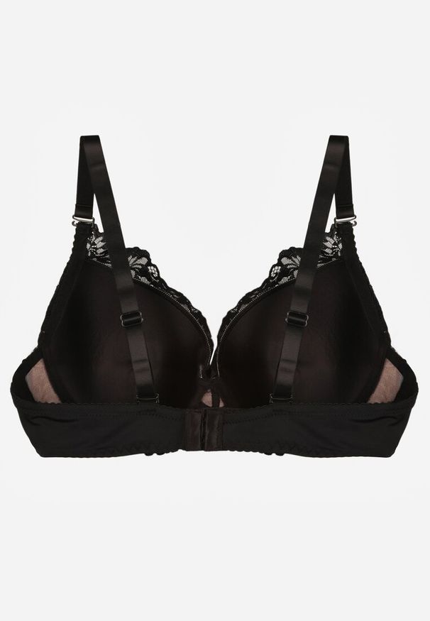 Renee - Czarno-Beżowy Koronkowy Biustonosz w Klasycznym Stylu Coralee. Kolor: czarny. Materiał: koronka. Wzór: gładki, aplikacja