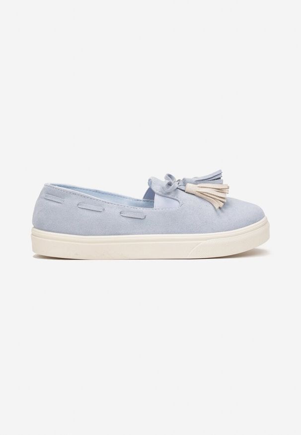 Born2be - Jasnoniebieskie Półbuty na Grubej Podeszwie z Chwostami Fatuma. Okazja: na co dzień. Kolor: niebieski. Styl: elegancki, casual