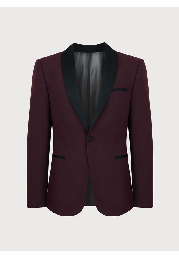 Pako Lorente - PAKO LORENTE – Marynarka smokingowa w kolorze bordowym. Okazja: na wesele, na ślub cywilny. Kolor: czerwony. Materiał: poliamid, elastan, wełna
