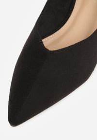 Renee - Czarne Balerinki z Imitacji Zamszu ze Szpiczastym Noskiem Melikel. Nosek buta: szpiczasty. Kolor: czarny. Materiał: zamsz #2