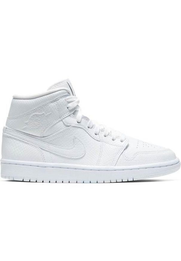 Buty do chodzenia damskie Nike Air Jordan 1 Mid Wmns. Wysokość cholewki: za kostkę. Zapięcie: sznurówki. Kolor: wielokolorowy. Materiał: materiał, tkanina, syntetyk. Szerokość cholewki: normalna. Model: Nike Air Jordan. Sport: turystyka piesza