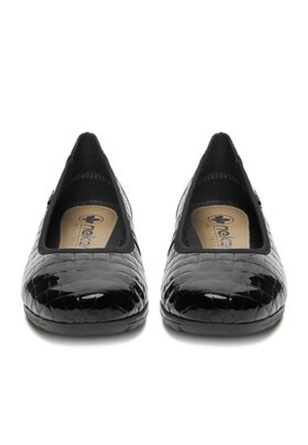 Rieker Półbuty L9350-01 Czarny. Kolor: czarny. Materiał: lakier, skóra