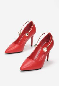 Renee - Czerwone Szpilki Echithilei. Wysokość cholewki: przed kolano. Nosek buta: otwarty. Kolor: czerwony. Szerokość cholewki: normalna. Wzór: gładki. Obcas: na szpilce #2