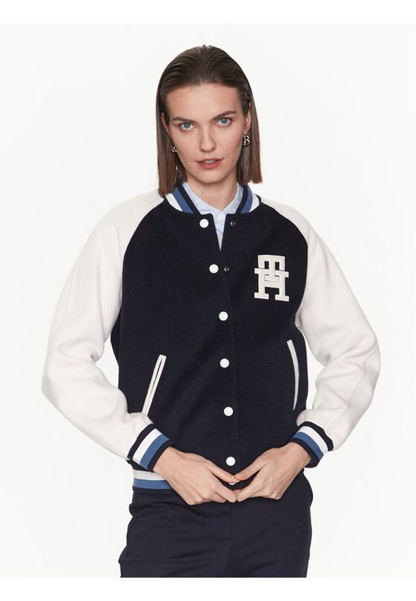 TOMMY HILFIGER - Tommy Hilfiger Kurtka bomber Varsity WW0WW38112 Granatowy Regular Fit. Kolor: niebieski. Materiał: wełna, syntetyk
