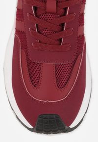 Born2be - Bordowe Sneakersy Vices na Grubej Podeszwie Ozdobione Paskami Seloriel. Okazja: na co dzień. Zapięcie: pasek. Kolor: czerwony. Wzór: aplikacja #4