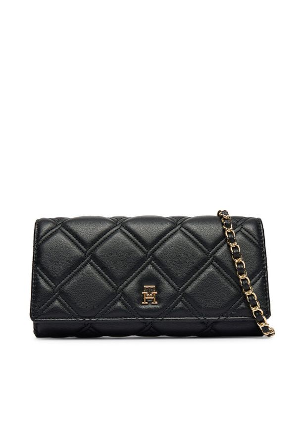 TOMMY HILFIGER - Tommy Hilfiger Torebka Th Feminine Wallet On Chain AW0AW18795 Czarny. Kolor: czarny. Materiał: skórzane
