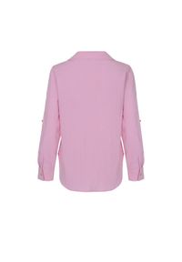 Ochnik - Różowa koszula bawełniana damska. Typ kołnierza: kołnierzyk klasyczny. Kolor: różowy. Materiał: bawełna. Długość: długie. Styl: klasyczny #2
