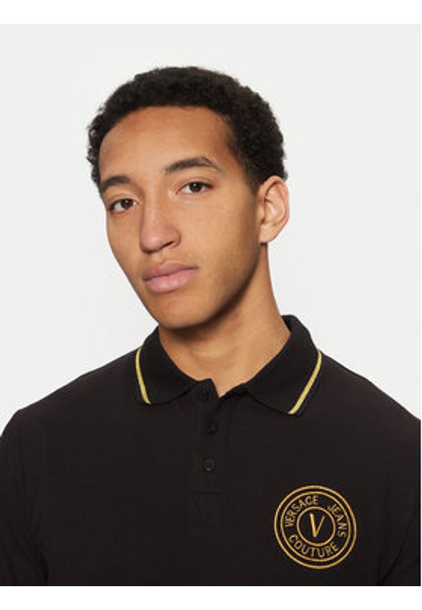 Versace Jeans Couture Polo 78GAGT00 Czarny Regular Fit. Typ kołnierza: polo. Kolor: czarny. Materiał: bawełna
