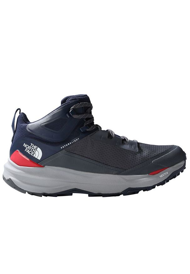 Buty The North Face Vectiv Exploris II 0A7W6AIHS1 - szaro-granatowe. Kolor: wielokolorowy, niebieski, szary. Materiał: skóra, guma. Szerokość cholewki: normalna. Sport: turystyka piesza