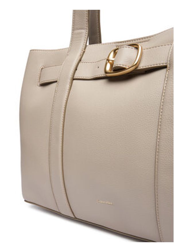 Calvin Klein Torebka Buckle Medium Tote LV04F3294G Écru. Materiał: skórzane