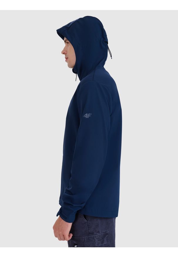 4f - 4F Kurtka softshell wiatroodporna membrana 5000 męska - granatowa 3XL. Typ kołnierza: kaptur. Kolor: niebieski. Materiał: softshell. Technologia: Windstopper