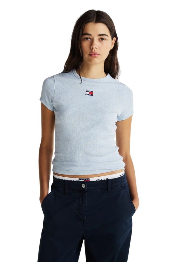Tommy Jeans - TOMMY JEANS Błękitny t-shirt damski, Rozmiar M. Kolor: niebieski