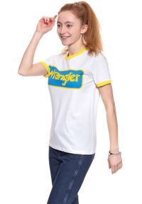 Wrangler - WRANGLER T SHIRT DAMSKI B&Y RINGER TEE WHITE W7C42FK12 112131689. Wzór: kolorowy, nadruk