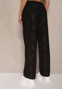Renee - Czarne Proste Spodnie z Gumką w Pasie i Wiązaniem Mirenela. Okazja: na co dzień. Kolor: czarny. Sezon: lato, wiosna. Styl: elegancki, casual #5