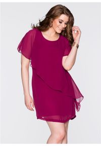 Sukienka z tkaniny bonprix magenta. Kolor: fioletowy. Materiał: materiał, tkanina, poliester. Typ sukienki: asymetryczne #5