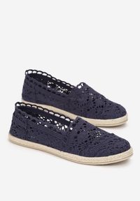 Born2be - Granatowe Ażurowe Espadryle z Plecionką z Juty Adateia. Kolor: niebieski. Wzór: ażurowy. Sezon: lato. Styl: boho #2