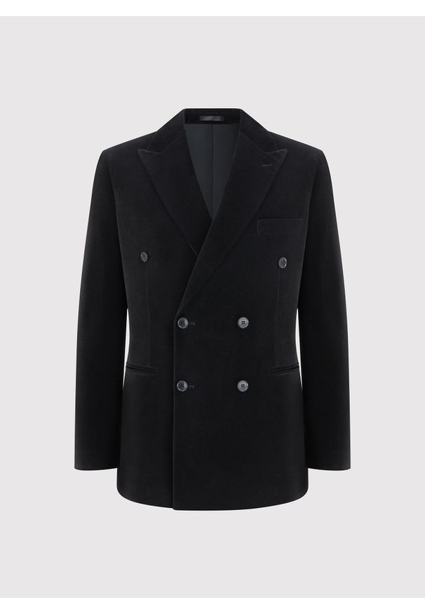 Pako Lorente - PAKO LORENTE – Czarna dwurzędowa marynarka męska. Okazja: na karnawał. Kolor: czarny. Materiał: poliester, bawełna