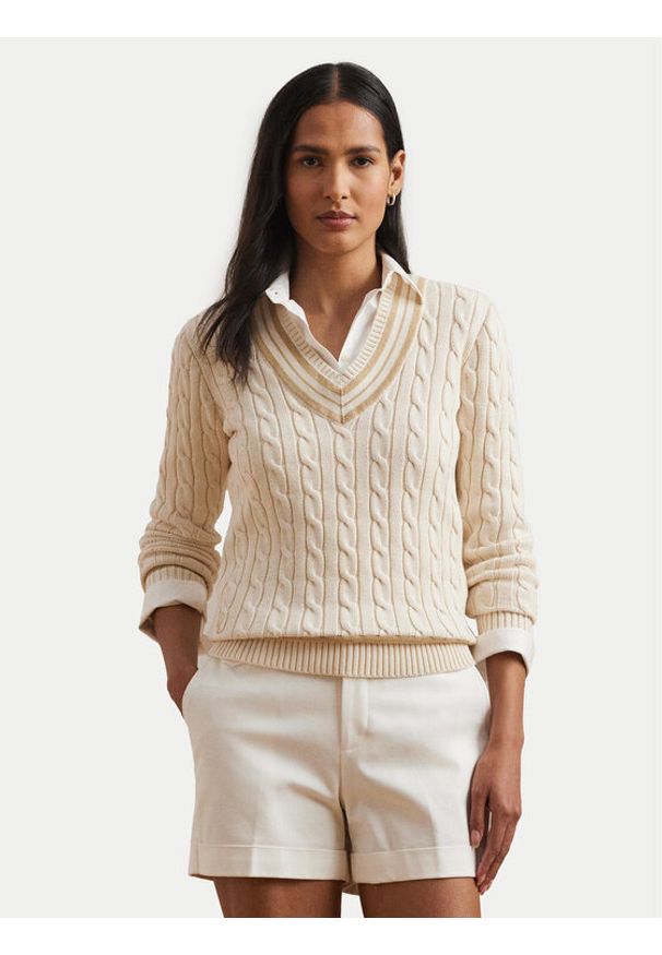 Lauren Ralph Lauren - LAUREN RALPH LAUREN Sweter 200963658001 Écru Relaxed Fit. Materiał: bawełna