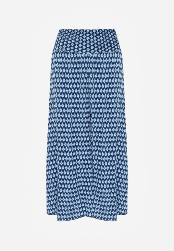 Renee - Granatowo-Niebieskie Szerokie Spodnie z Wiskozy z Marszczoną Gumką w Talii Mellody. Kolor: niebieski. Materiał: wiskoza. Styl: boho
