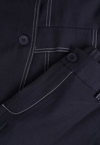 Renee - Granatowy Garniturowy Komplet Spodnie o Szerokim Kroju i Kamizelka z Paskiem Danynril. Kolor: niebieski #2