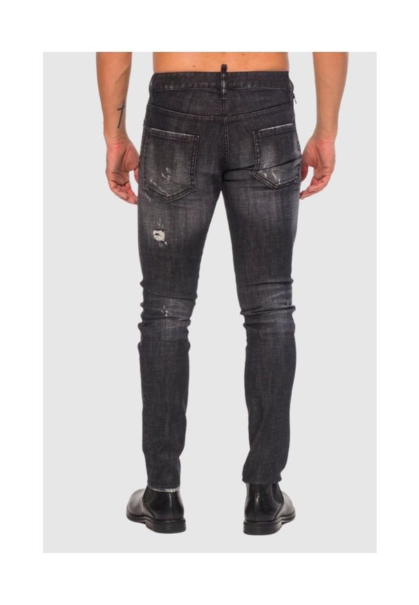 DSQUARED2 Czarne jeansy męskie Cool guy jean, Rozmiar 48. Kolor: czarny. Wzór: aplikacja