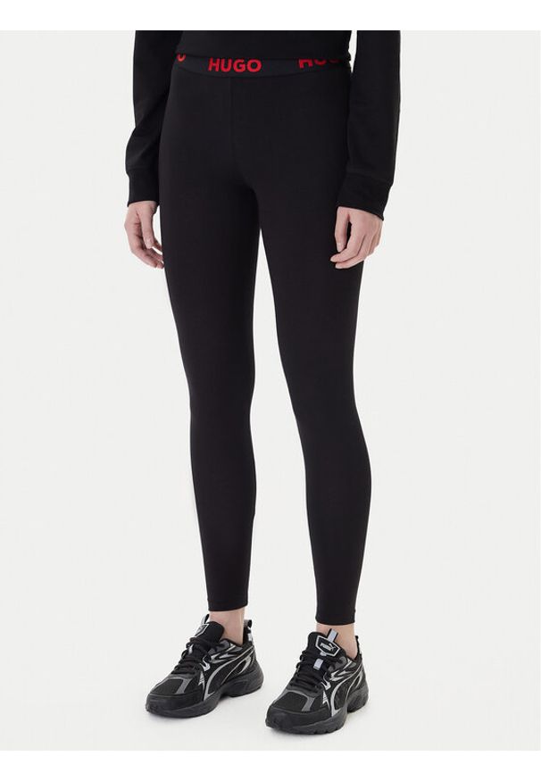 Hugo Legginsy 50495304 Czarny Skinny Fit. Kolor: czarny. Materiał: bawełna