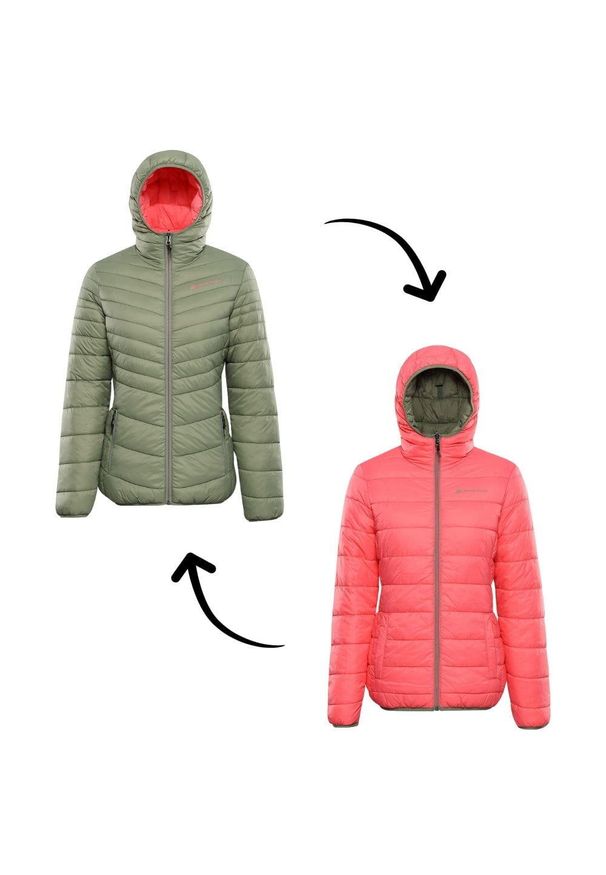 ALPINE PRO - Kurtka damska ocieplana dwustronna Alpine Pro Eroma. Kolor: zielony. Materiał: puch. Sport: turystyka piesza