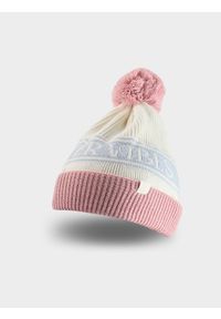 4f - 4F Czapka zimowa z pomponem dziewczęca - różowa Uniwersalny. Kolor: różowy. Materiał: wełna. Sezon: zima #1