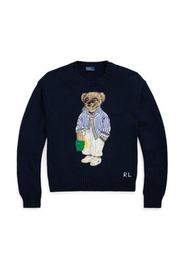 Polo Ralph Lauren Sweter 211959288001 Granatowy Relaxed Fit. Typ kołnierza: polo. Kolor: niebieski. Materiał: bawełna