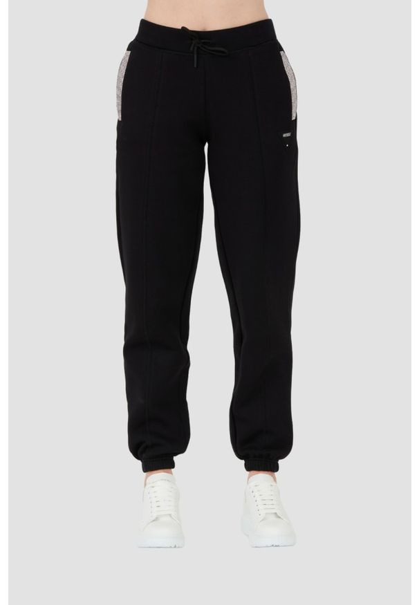 Guess - GUESS Czarne damskie spodnie dresowe Kiara Pant, Rozmiar S. Kolor: czarny. Materiał: dresówka