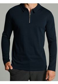 Sinsay - Bawełniana bluza polo - granatowy. Typ kołnierza: polo. Kolor: niebieski. Materiał: bawełna #1